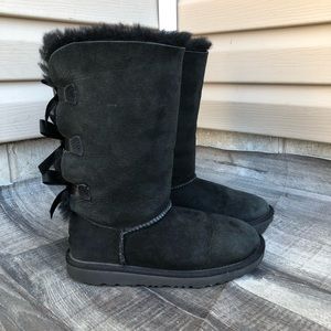UGG Black Kids Classic Tall Bow Boots